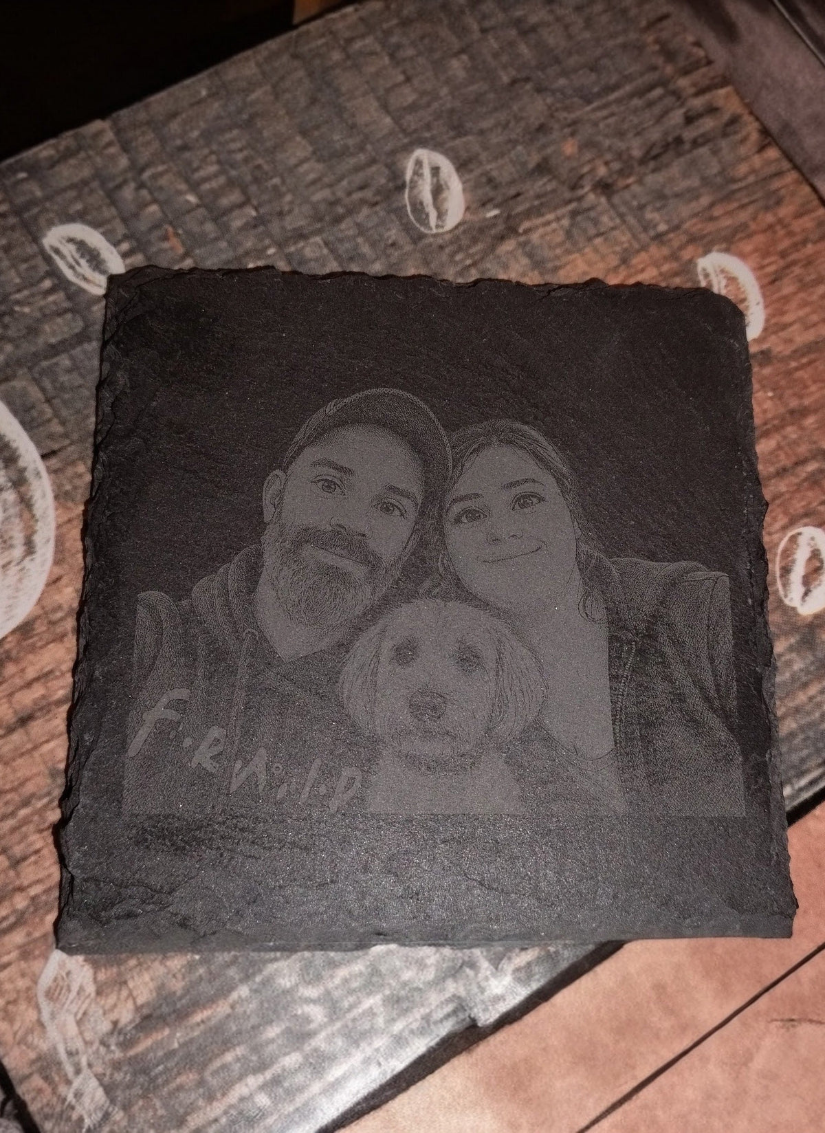 Ardoise gravée personnalisée – Portrait famille